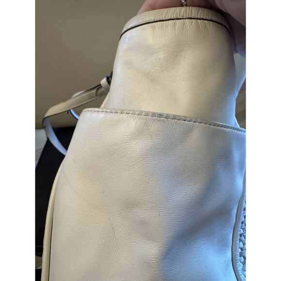 Coach Park Woven Leather Zip Top Tote, in White With Silver - Picture 15 of 16